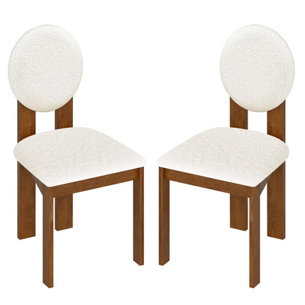 Sherpa Dining Chairs Set of 2 with Rubber Wood Legs for Living Room Restaurant-White - White - Dining Chairs