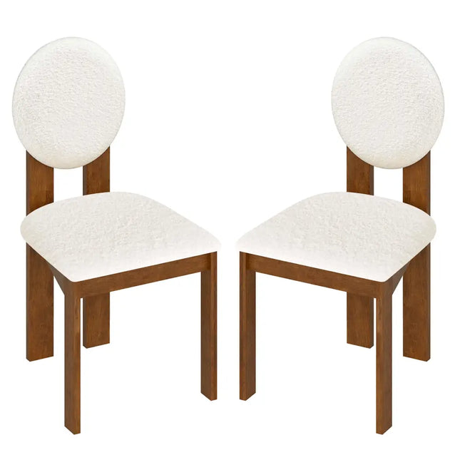 Sherpa Dining Chairs Set of 2 with Rubber Wood Legs for Living Room Restaurant-White - White - Dining Chairs
