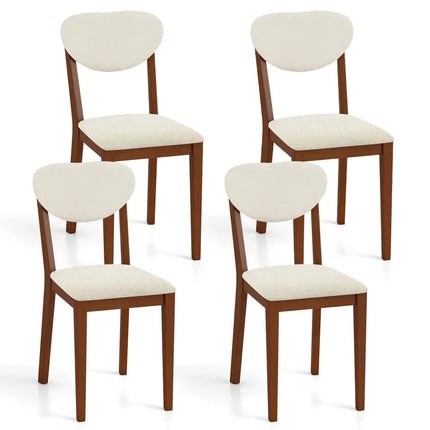 Sherpa Dining Chairs Set of 4 with Rubber Wood Legs for Dining Room-Walnut - Walnut - Dining Chairs