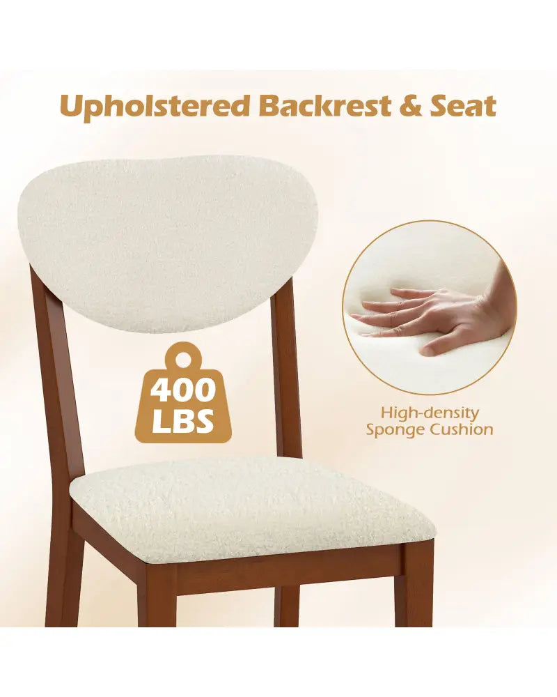 Sherpa Dining Chairs Set of 4 with Rubber Wood Legs for Dining Room-Walnut - Walnut - Dining Chairs
