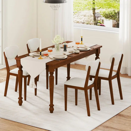Sherpa Dining Chairs Set of 4 with Rubber Wood Legs for Dining Room-Walnut - Walnut - Dining Chairs