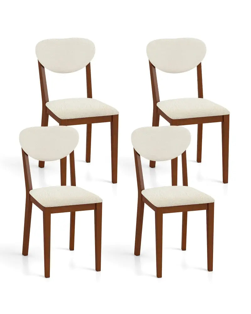 Sherpa Dining Chairs Set of 4 with Rubber Wood Legs for Dining Room-Walnut - Walnut - Dining Chairs