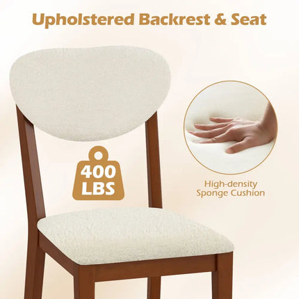 Sherpa Dining Chairs Set of 4 with Rubber Wood Legs for Dining Room-Walnut - Walnut - Dining Chairs