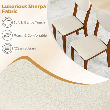 Sherpa Dining Chairs Set of 4 with Rubber Wood Legs for Dining Room-Walnut - Walnut - Dining Chairs