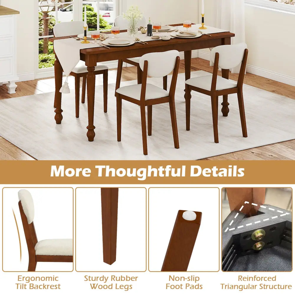 Sherpa Dining Chairs Set of 4 with Rubber Wood Legs for Dining Room-Walnut - Walnut - Dining Chairs