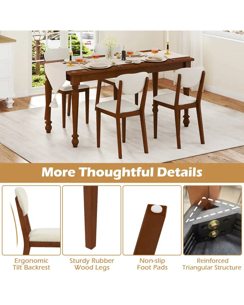 Sherpa Dining Chairs Set of 4 with Rubber Wood Legs for Dining Room-Walnut - Walnut - Dining Chairs