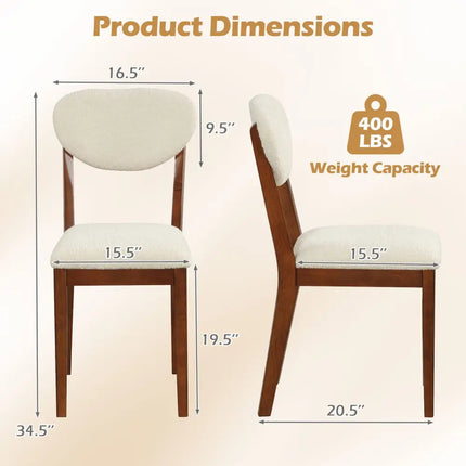 Sherpa Dining Chairs Set of 4 with Rubber Wood Legs for Dining Room-Walnut - Walnut - Dining Chairs