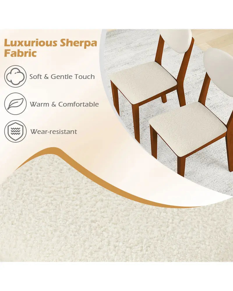 Sherpa Dining Chairs Set of 4 with Rubber Wood Legs for Dining Room-Walnut - Walnut - Dining Chairs