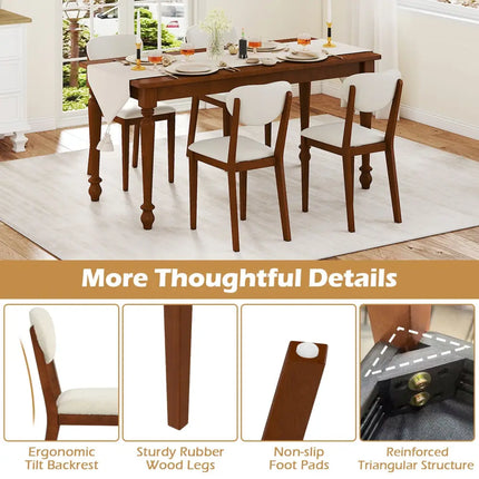 Sherpa Dining Chairs Set of 4 with Rubber Wood Legs for Dining Room-Walnut - Walnut - Dining Chairs