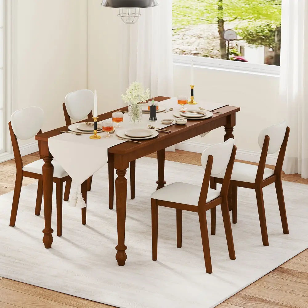 Sherpa Dining Chairs Set of 4 with Rubber Wood Legs for Dining Room-Walnut - Walnut - Dining Chairs