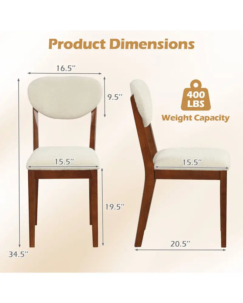 Sherpa Dining Chairs Set of 4 with Rubber Wood Legs for Dining Room-Walnut - Walnut - Dining Chairs