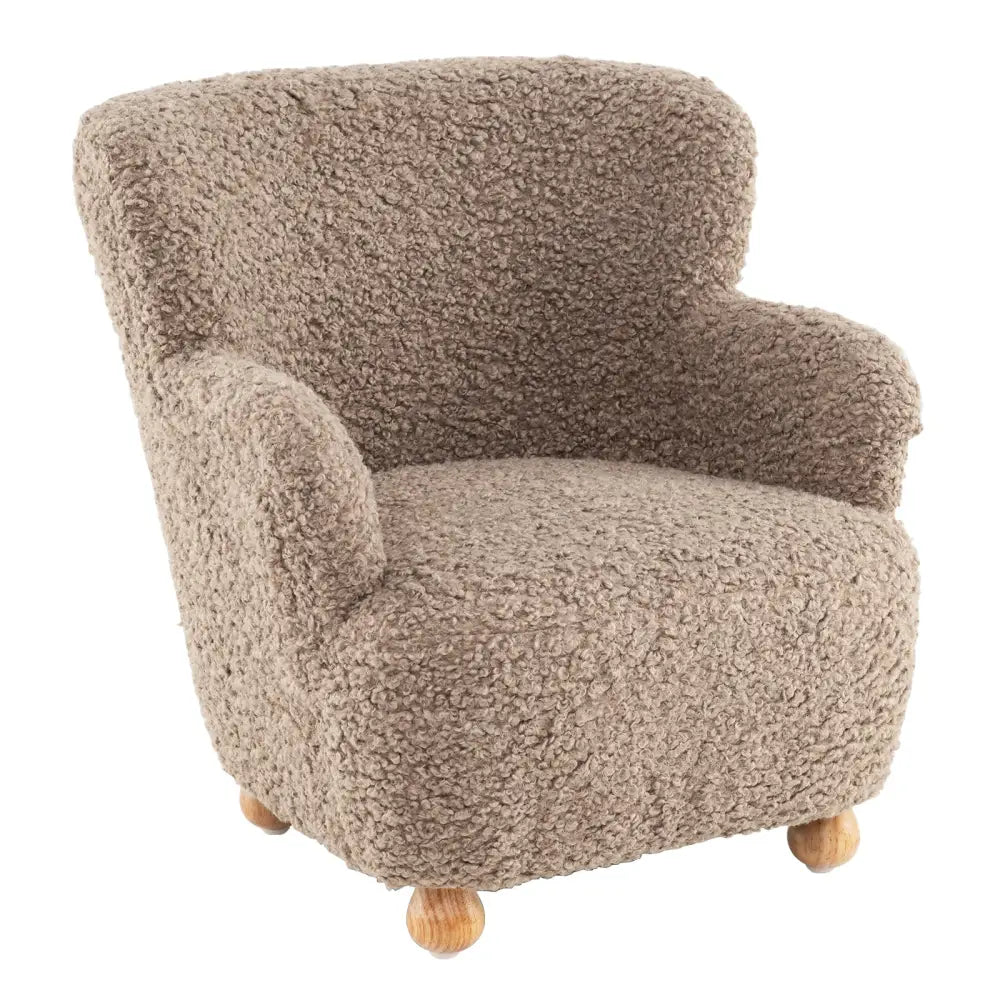 Sherpa Kids Sofa Comfy Toddler Armchair with Solid Rubber Wood Legs-Rustic Brown - Brown - Kids Chairs & Seating