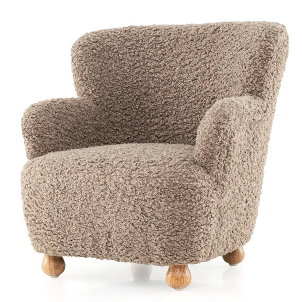 Sherpa Kids Sofa Comfy Toddler Armchair with Solid Rubber Wood Legs-Rustic Brown - Brown - Kids Chairs & Seating