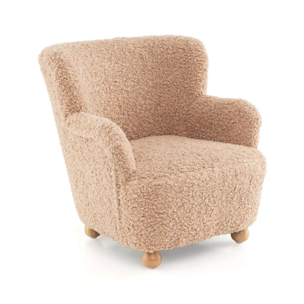 Sherpa Kids Sofa Comfy Toddler Armchair with Solid Rubber Wood Legs-Pink - Pink - Kids Chairs & Seating