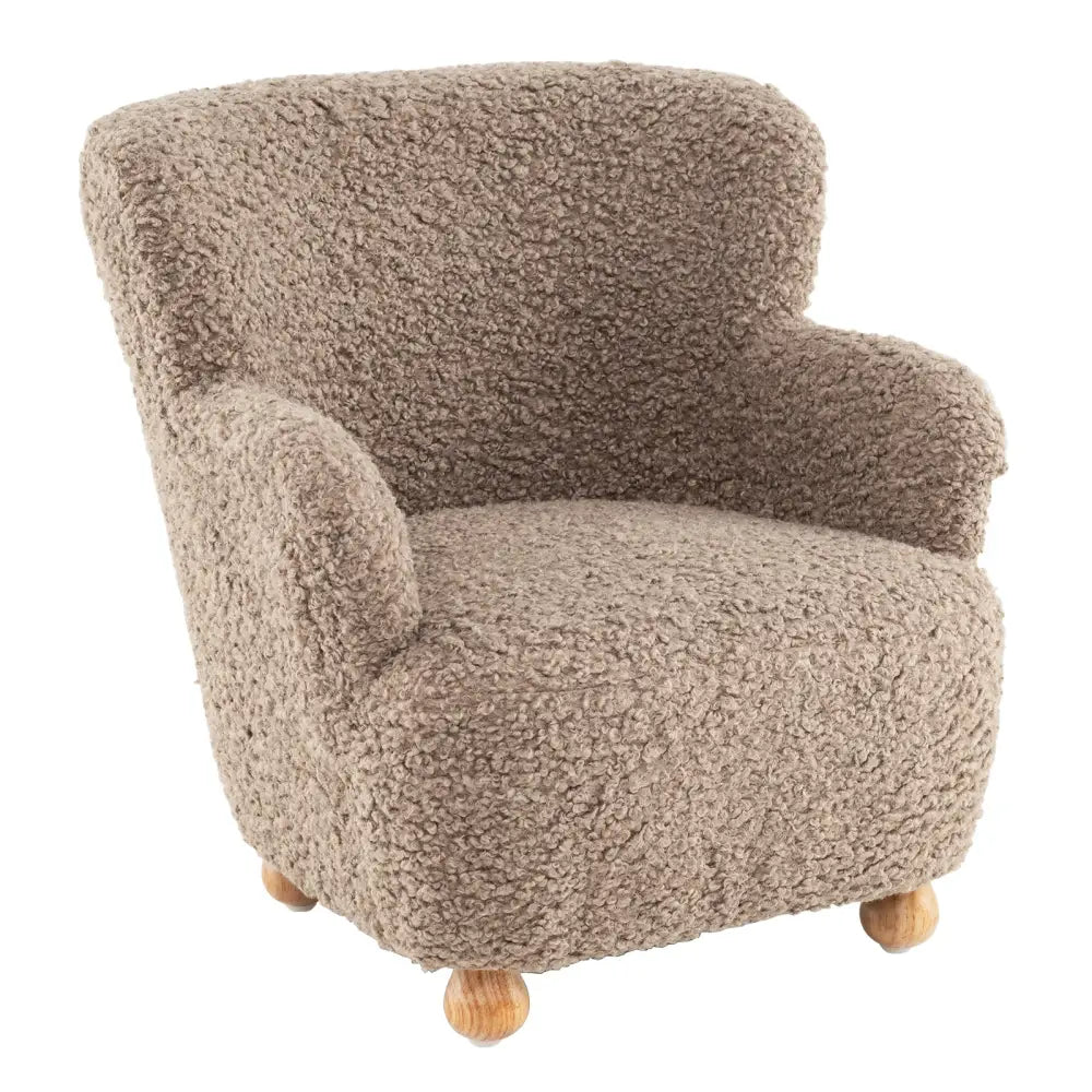 Sherpa Kids Sofa Comfy Toddler Armchair with Solid Rubber Wood Legs-Rustic Brown - Brown - Kids Chairs & Seating