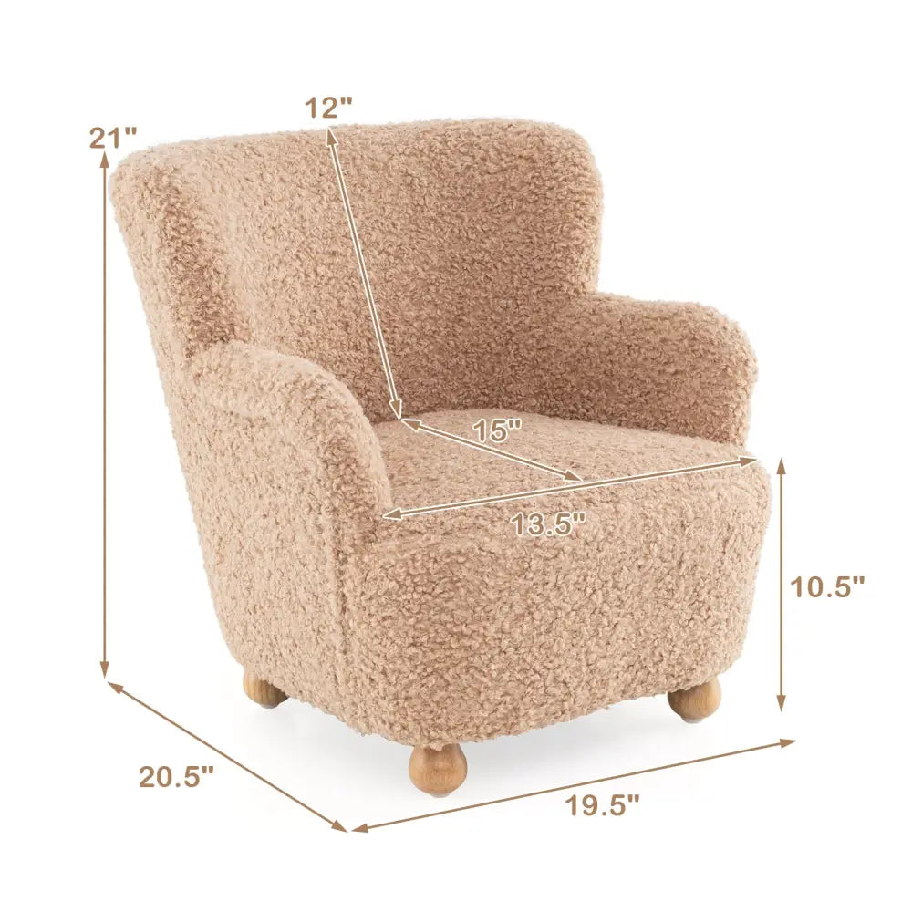 Sherpa Kids Sofa Comfy Toddler Armchair with Solid Rubber Wood Legs-Pink - Pink - Kids Chairs & Seating