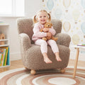 Sherpa Kids Sofa Comfy Toddler Armchair with Solid Rubber Wood Legs-Rustic Brown - Brown - Kids Chairs & Seating