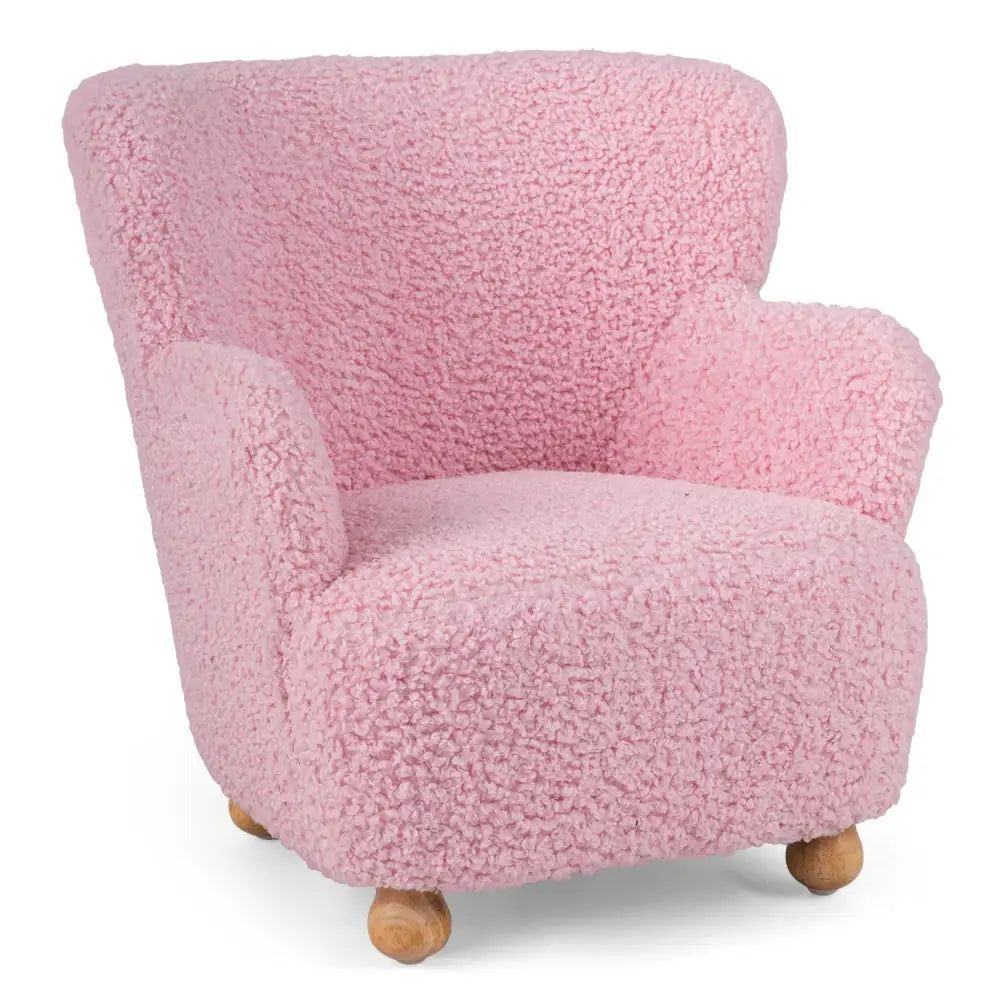Sherpa Kids Sofa Comfy Toddler Armchair with Solid Rubber Wood Legs-Light Pink - Light Pink - Kids Chairs & Seating