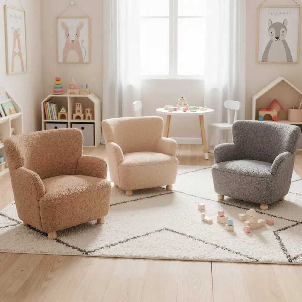 Sherpa Kids Sofa Comfy Toddler Armchair with Solid Rubber Wood Legs-Pink - Pink - Kids Chairs & Seating