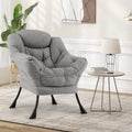Sherpa UpholsteredAccent Chairwith Cozy Head Pillow-Gray - Gray - Accent Chairs