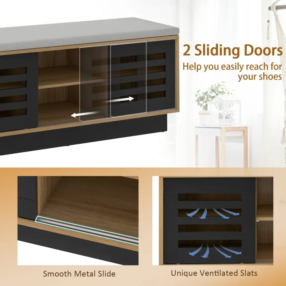Shoe Bench with 6 Storage Compartments and 3 Adjustable Shelves-Natural - Natural - Shoe Racks & Storage Benches