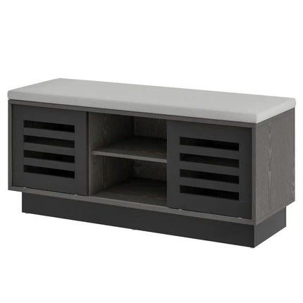 Shoe Bench with 6 Storage Compartments and 3 Adjustable Shelves-Gray - Gray - Shoe Racks & Storage Benches