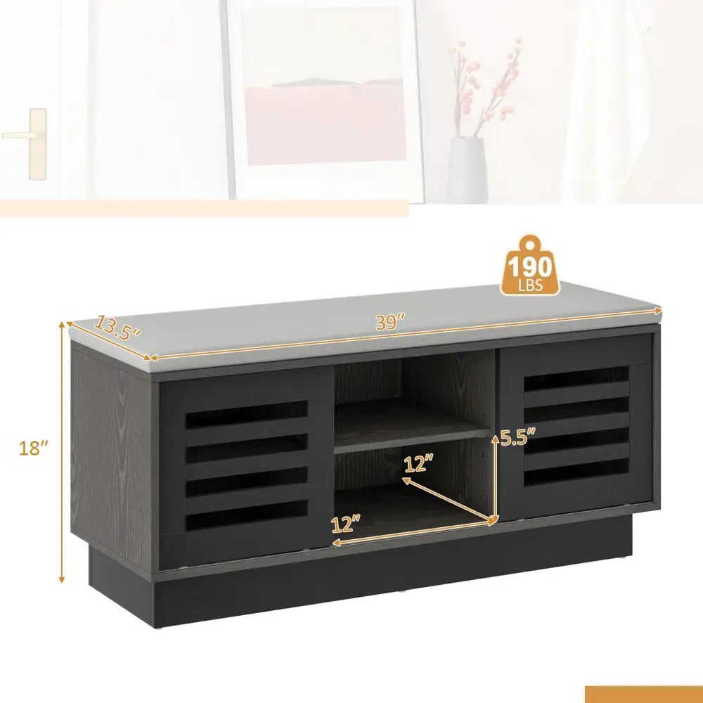 Shoe Bench with 6 Storage Compartments and 3 Adjustable Shelves-Gray - Gray - Shoe Racks & Storage Benches