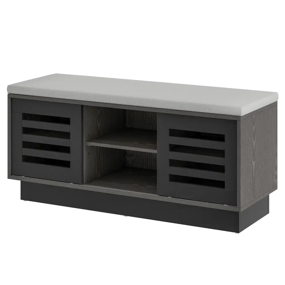 Shoe Bench with 6 Storage Compartments and 3 Adjustable Shelves-Gray - Gray - Shoe Racks & Storage Benches