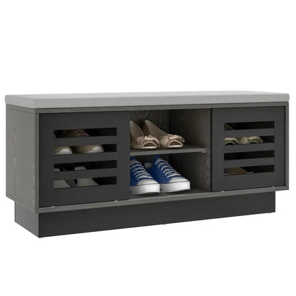 Shoe Bench with 6 Storage Compartments and 3 Adjustable Shelves-Gray - Gray - Shoe Racks & Storage Benches