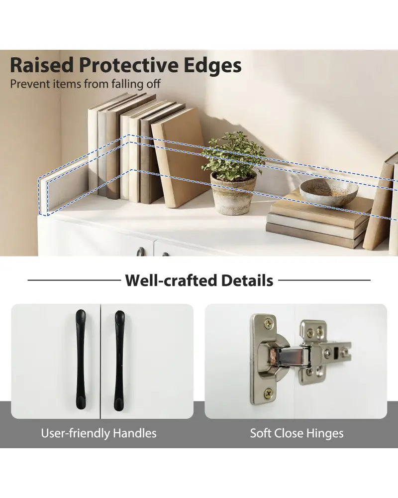 Shoe Cabinet with 2 Doors Shoe Storage Organizer with 2 Adjustable Inner Shelves-White - White - Shoe Racks & Storage