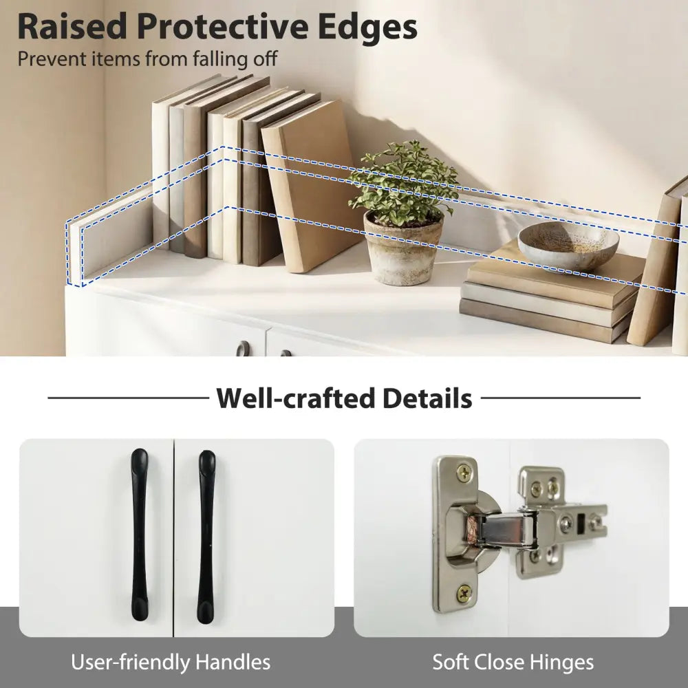 Shoe Cabinet with 2 Doors Shoe Storage Organizer with 2 Adjustable Inner Shelves-White - White - Shoe Racks & Storage