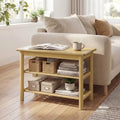 Shoe Rack Bench 3-Tier Rubberwood Shoe Changing Bench-Natrual - Natural - Shoe Racks & Storage Benches