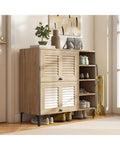 Shoe Rack Organizer with Flip-up See-through Doors and Adjustable Shelves-Oak - Oak - Shoe Racks & Storage Benches