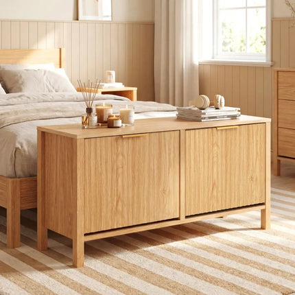 Shoe Storage Bench Narrow Wooden Entryway Bench with 2 Flip Drawers-Brown - Brown - Shoe Racks & Storage Benches