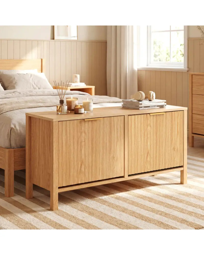 Shoe Storage Bench Narrow Wooden Entryway Bench with 2 Flip Drawers-Brown - Brown - Shoe Racks & Storage Benches