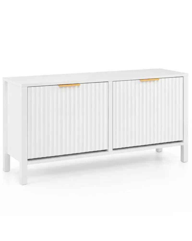 Shoe Storage Bench Narrow Wooden Entryway Bench with 2 Flip Drawers-White - White - Shoe Racks & Storage Benches