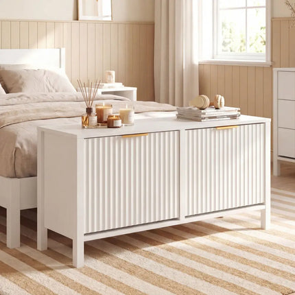 Shoe Storage Bench Narrow Wooden Entryway Bench with 2 Flip Drawers-White - White - Shoe Racks & Storage Benches