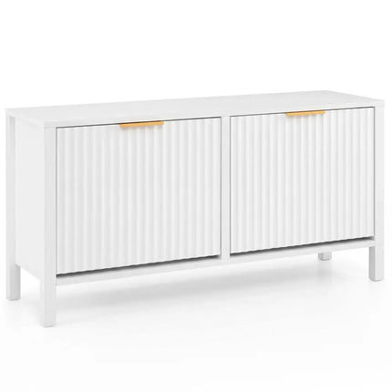 Shoe Storage Bench Narrow Wooden Entryway Bench with 2 Flip Drawers-White - White - Shoe Racks & Storage Benches
