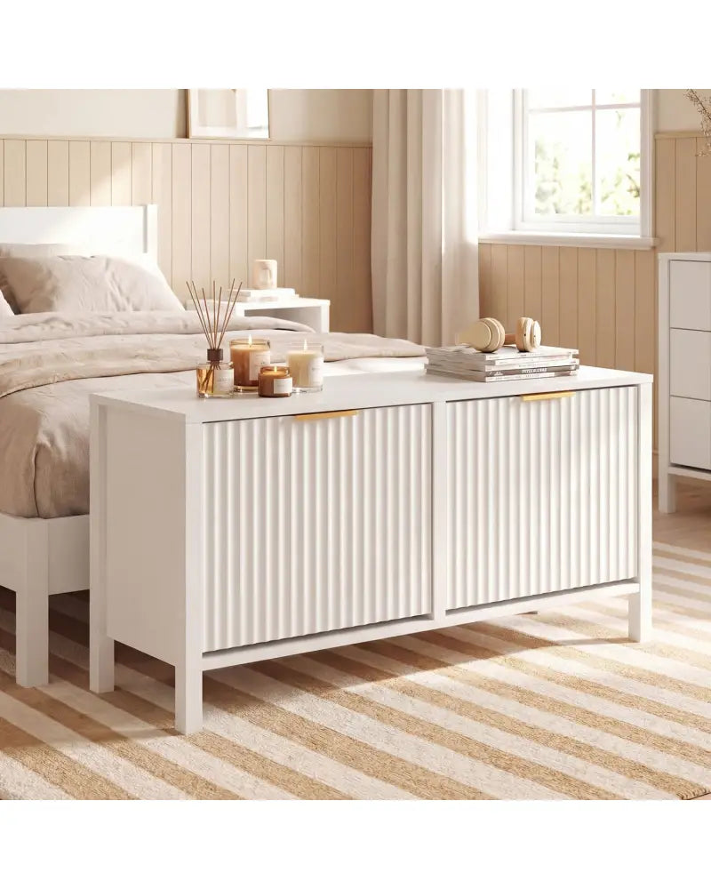 Shoe Storage Bench Narrow Wooden Entryway Bench with 2 Flip Drawers-White - White - Shoe Racks & Storage Benches