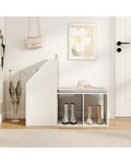 Shoe Storage Bench with Removable Seat Cushion and 6 Storage Compartments-White - White - Shoe Racks & Storage Benches