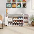 Shoe Storage Bench with Umbrella Stand and Adjustable Shelf-White - White - Shoe Racks & Storage Benches