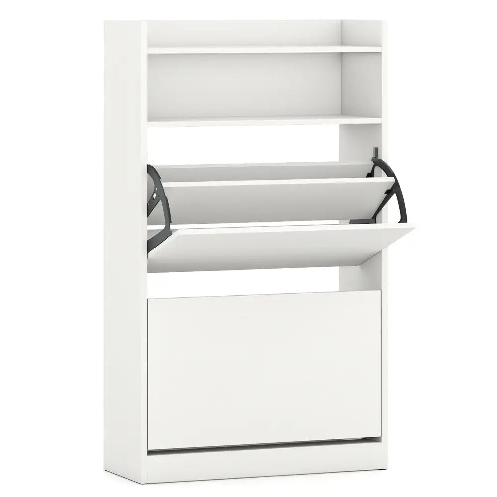 Shoe Storage Cabinet Hidden Shoe Rack with 2 Flip Drawers Adjustable and Removable Shelves-White - White - Shoe Racks &