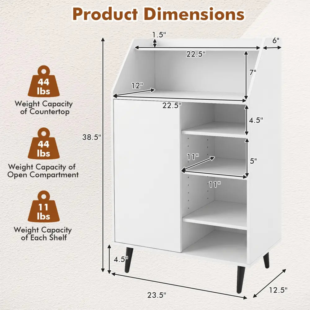 Shoe Storage Cabinet with 2-Tier Open Compartment and 4-Tier Adjustable Shelf-White - White - Shoe Racks & Storage