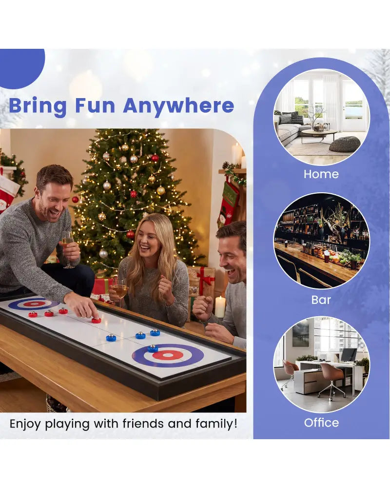 Shuffleboard and Curling 2 in 1 Board Game Portable 2-Sided Tabletop Shuffle Board Game - Game Room