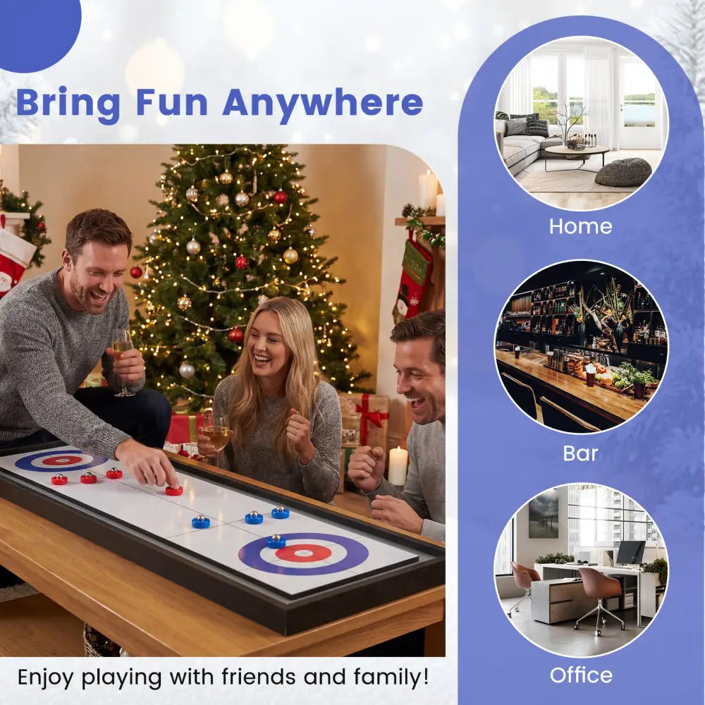 Shuffleboard and Curling 2 in 1 Board Game Portable 2-Sided Tabletop Shuffle Board Game - Game Room