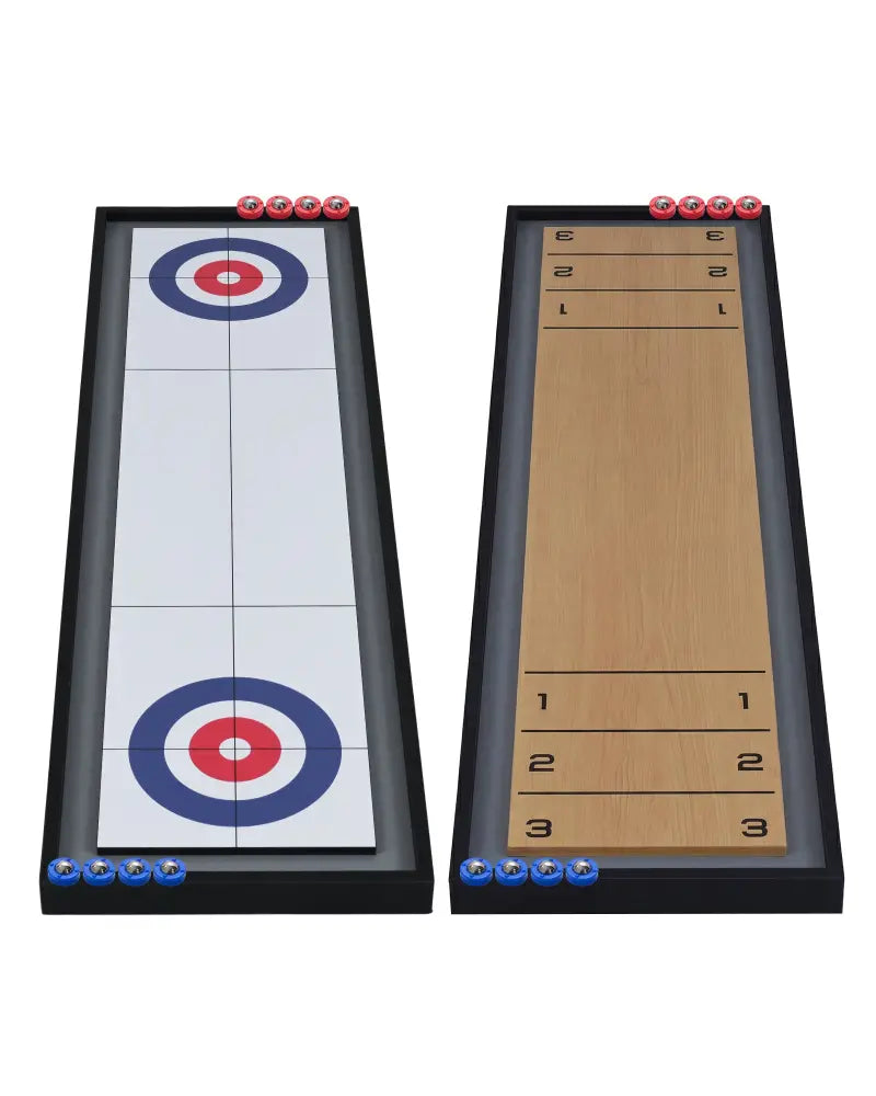 Shuffleboard and Curling 2 in 1 Board Game Portable 2-Sided Tabletop Shuffle Board Game - Game Room