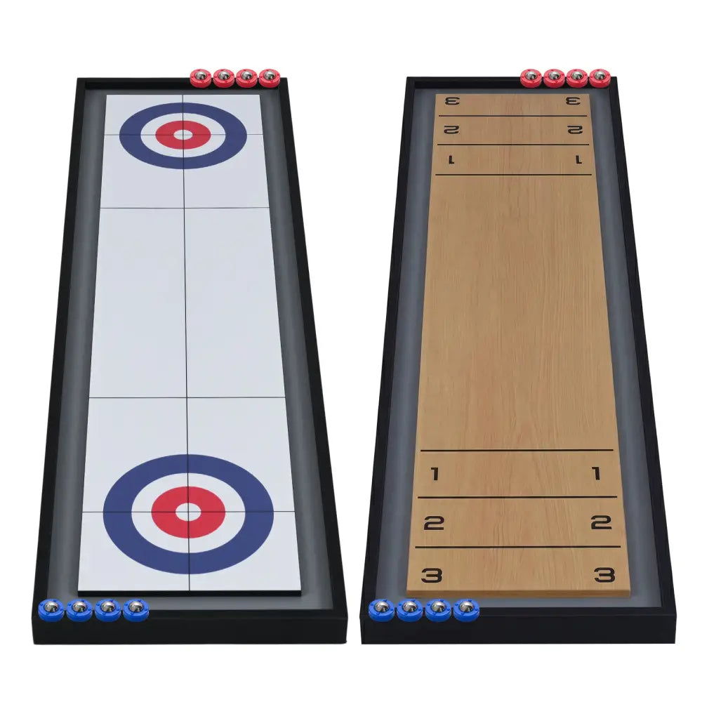 Shuffleboard and Curling 2 in 1 Board Game Portable 2-Sided Tabletop Shuffle Board Game - Game Room