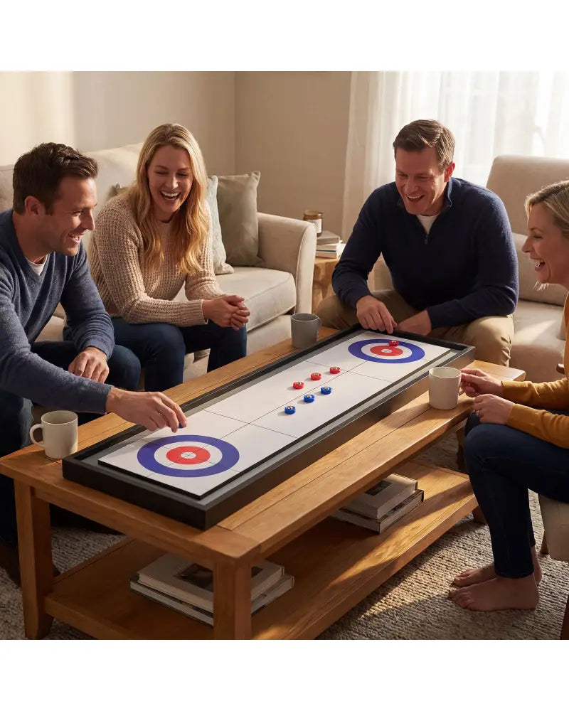 Shuffleboard and Curling 2 in 1 Board Game Portable 2-Sided Tabletop Shuffle Board Game - Game Room
