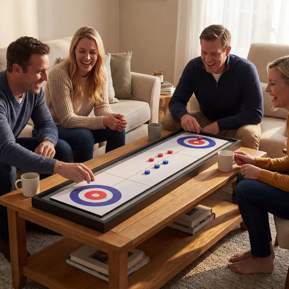Shuffleboard and Curling 2 in 1 Board Game Portable 2-Sided Tabletop Shuffle Board Game - Game Room