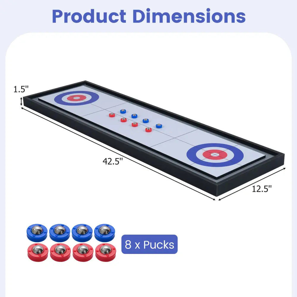 Shuffleboard and Curling 2 in 1 Board Game Portable 2-Sided Tabletop Shuffle Board Game - Game Room